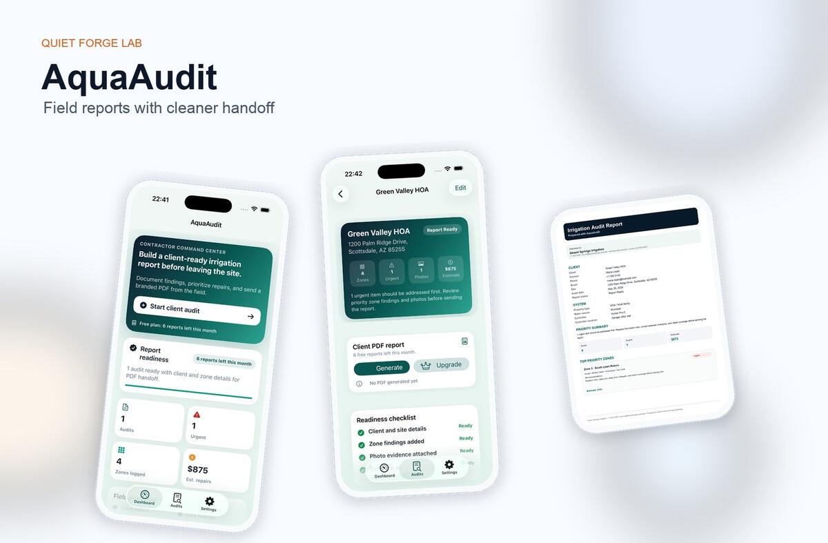 AquaAudit screenshots