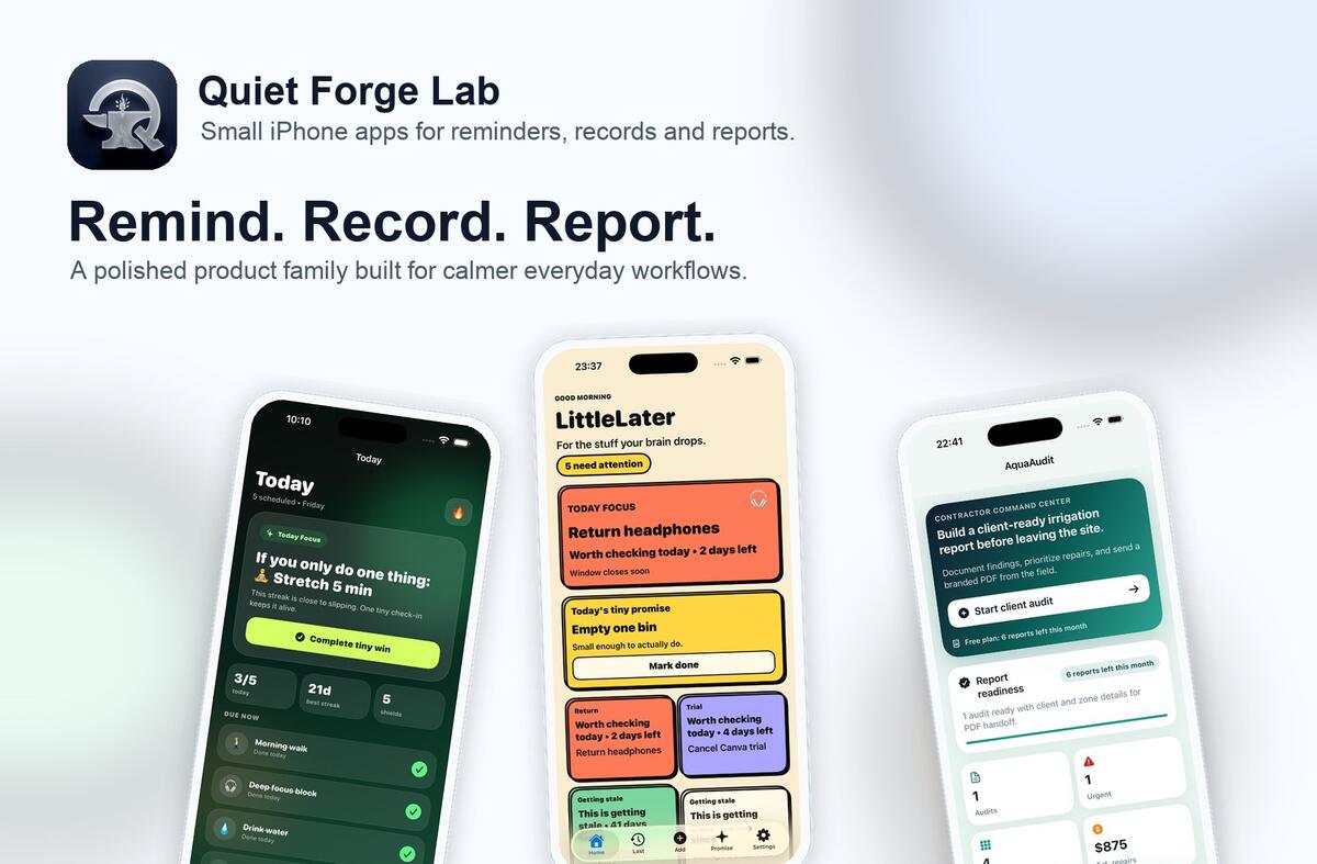 Focused apps for reminders, records and reports. screenshots